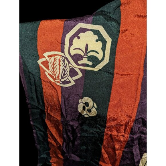 Unique Green Orange And Purple Stiped Spring Motif Square Scarf - Picture 6 of 12